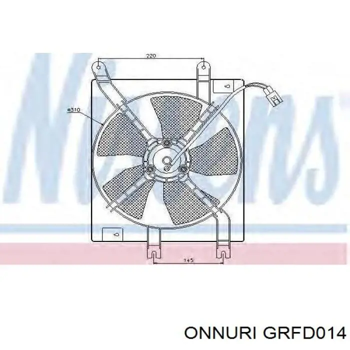 GRFD014 Onnuri difusor de radiador, ventilador de refrigeración, condensador del aire acondicionado, completo con motor y rodete