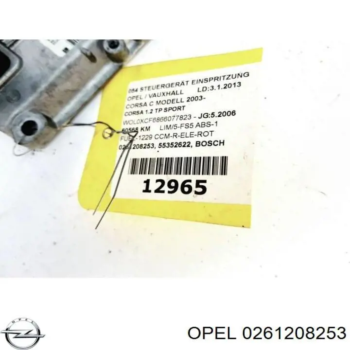 Unidad de control del motor  Opel 0261208253 precio, desde 300,56 EUR
