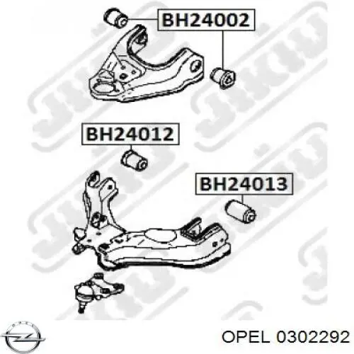 0302292 Opel silentblock de brazo de suspensión delantero superior