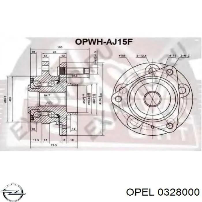 0328000 Opel cubo de rueda delantero