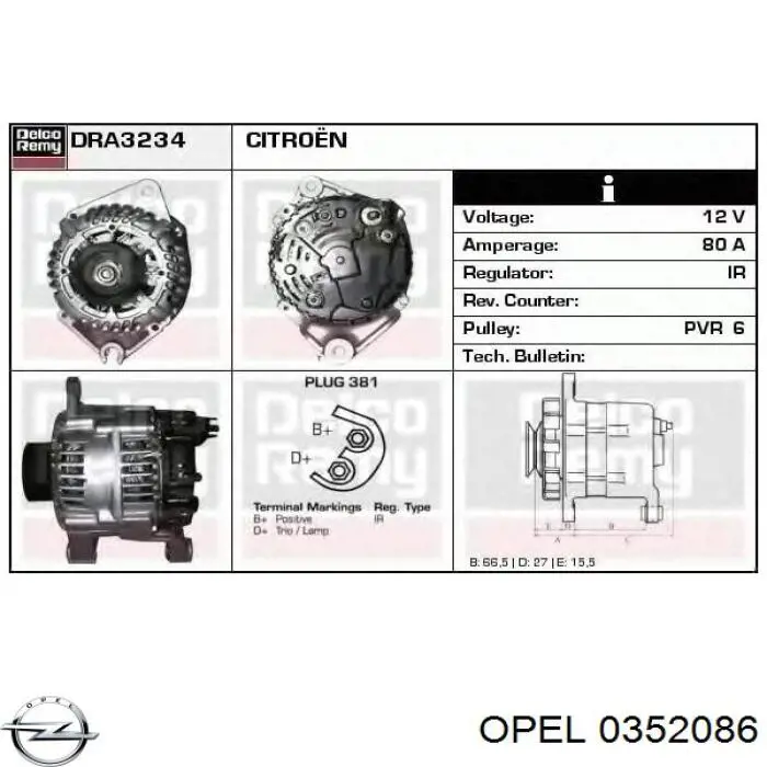 0352086 Opel rótula de suspensión inferior derecha