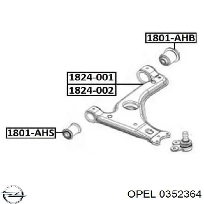 0352364 Opel silentblock de suspensión delantero inferior