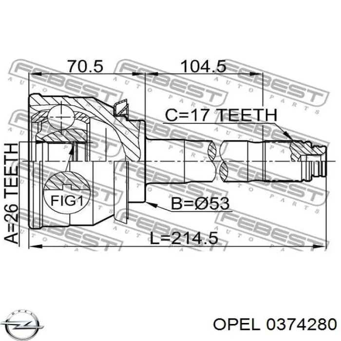 0374280 Opel junta homocinética exterior delantera