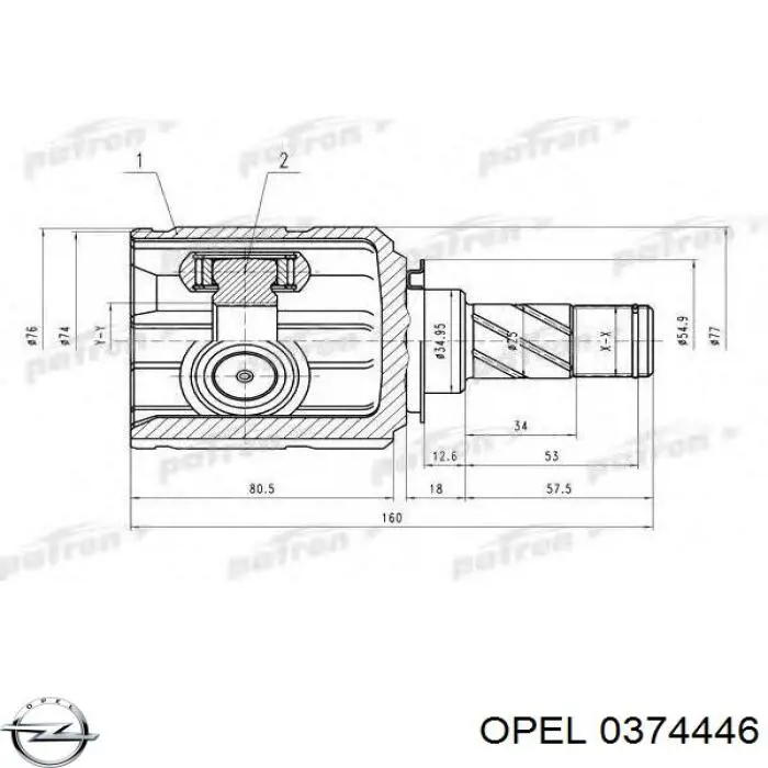 0374446 Opel junta homocinética interior delantera