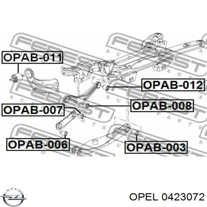 0423072 Opel silentblock de brazo de suspensión trasero superior