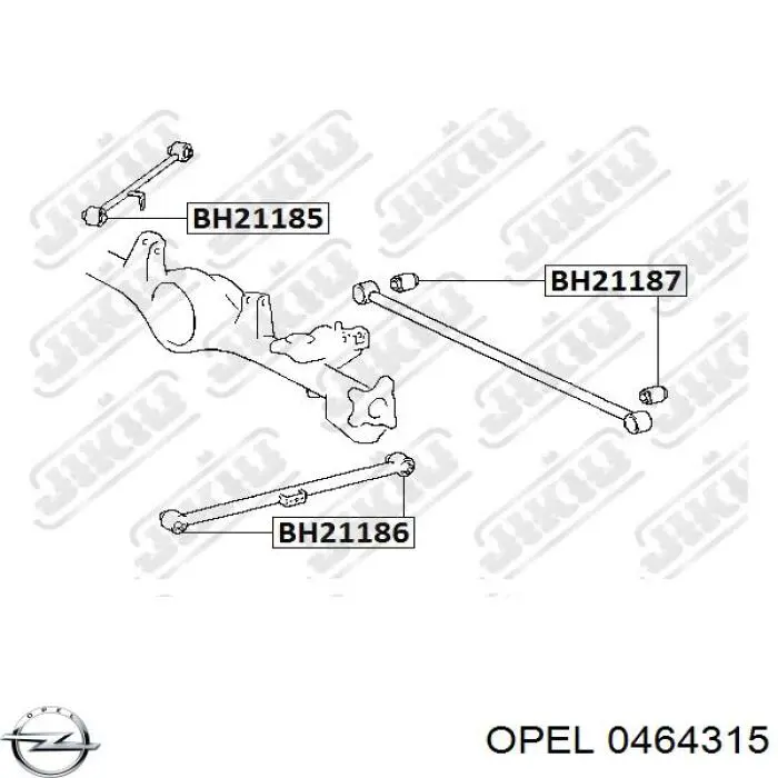 0464315 Opel suspensión, brazo oscilante, eje trasero, superior