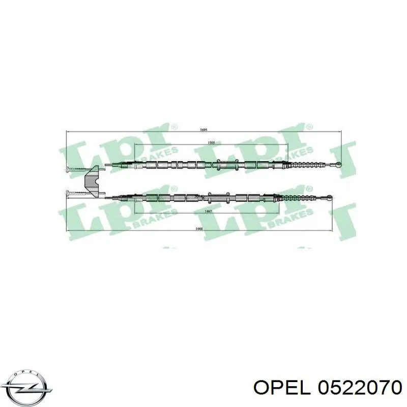 0522070 Opel cable de freno de mano trasero derecho/izquierdo