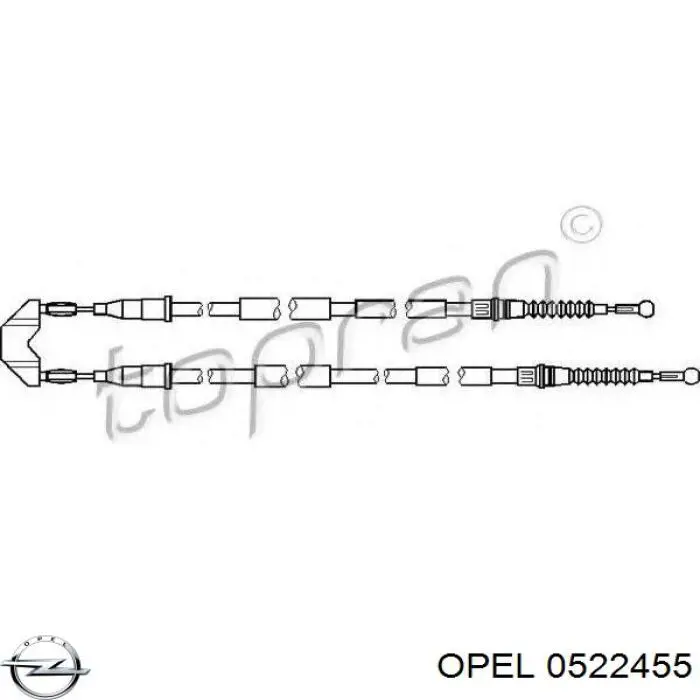 0522455 Opel cable de freno de mano trasero derecho/izquierdo