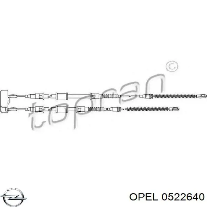 0522640 Opel cable de freno de mano trasero derecho/izquierdo