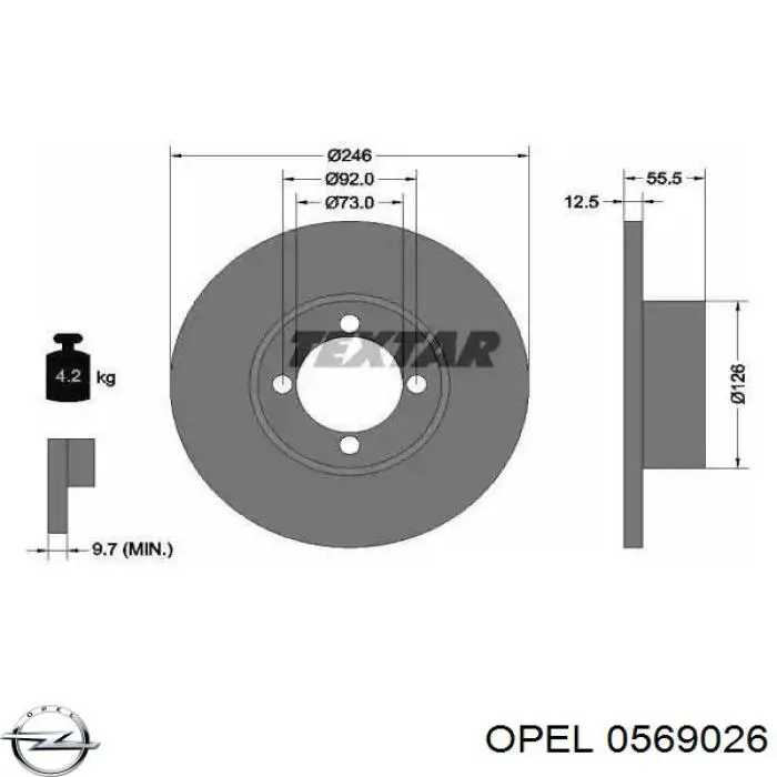 0569026 Opel freno de disco delantero