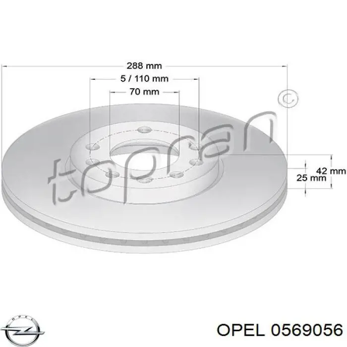 0569056 Opel disco de freno delantero