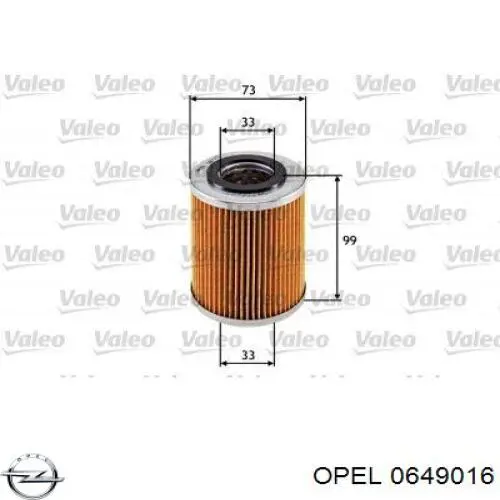 0649016 Opel filtro de aceite