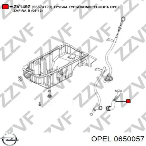 0650057 Opel tubo (manguera Para Drenar El Aceite De Una Turbina)