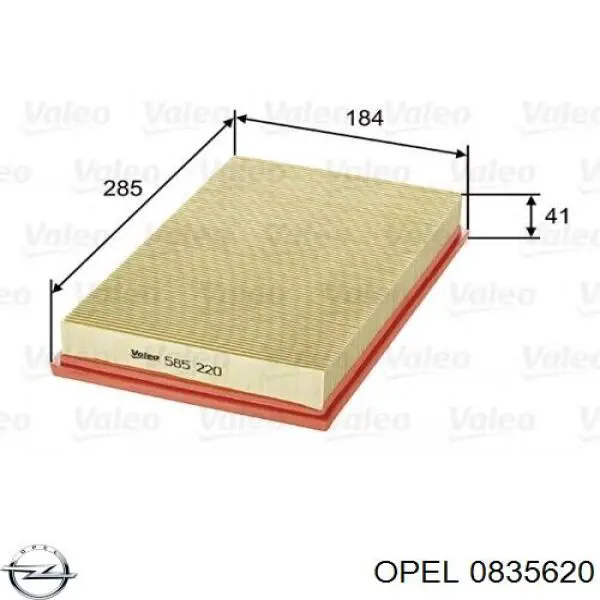 0835620 Opel filtro de aire