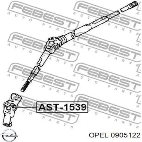 0905122 Opel columna de dirección inferior