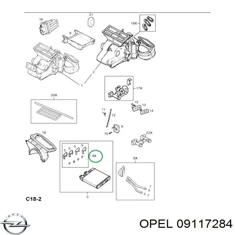 09117284 Opel anillo obturador, tubo de radiador de calefacción