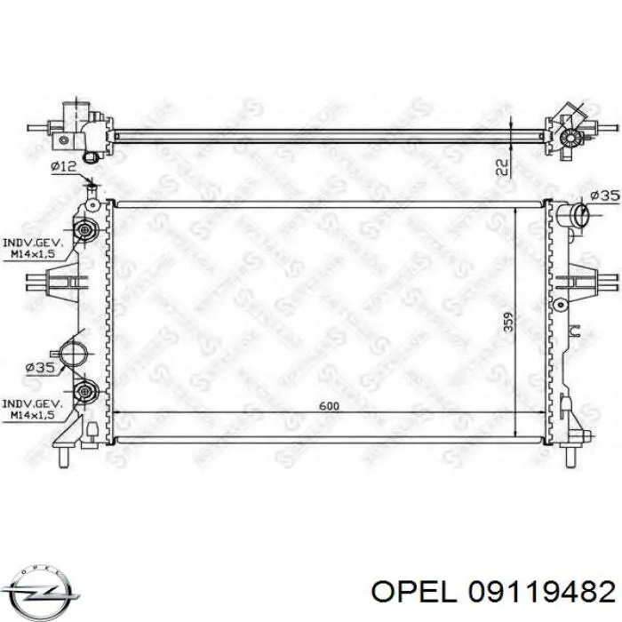 09119482 Opel radiador refrigeración del motor