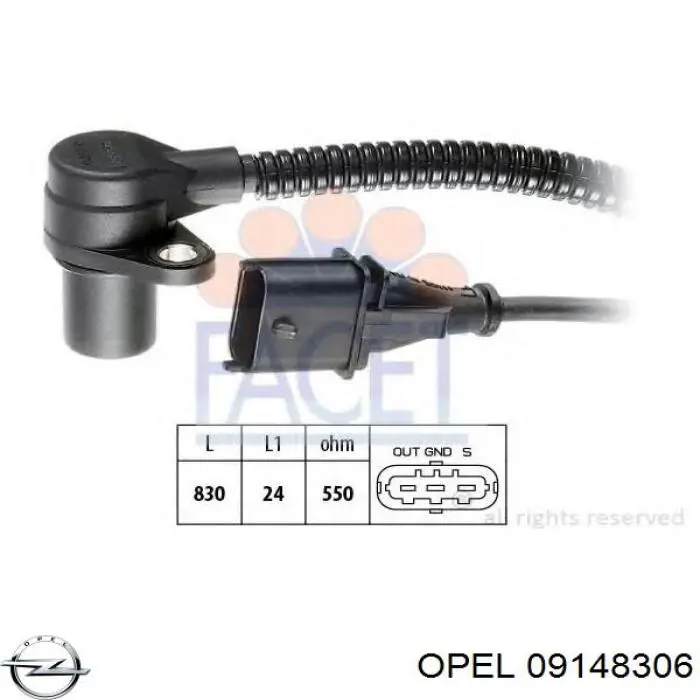 09148306 Opel sensor de posición del cigüeñal