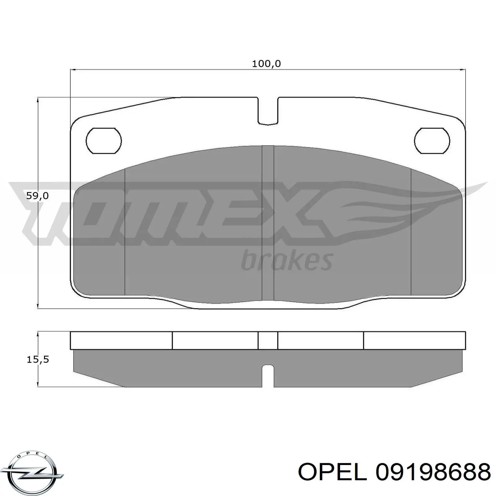 Pastillas de freno 09198688 Opel