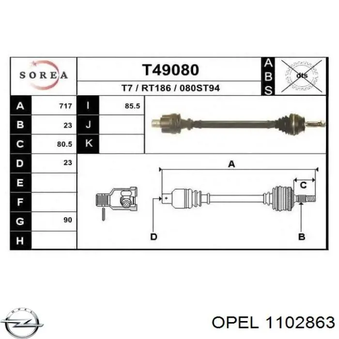 1102863 Opel ensanchamiento, guardabarros delantero derecho