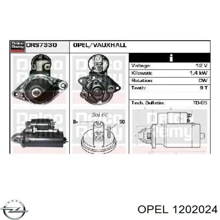 1202024 Opel motor de arranque