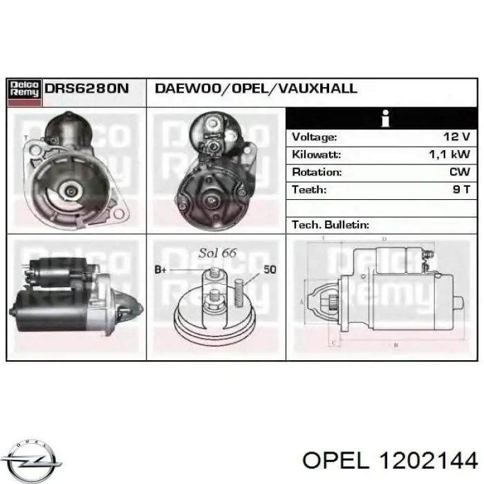 1202144 Opel motor de arranque