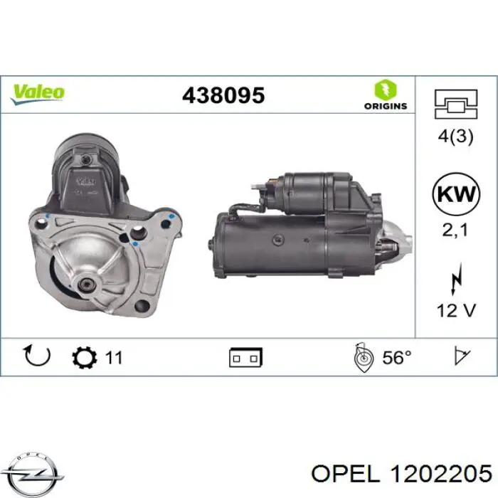 1202205 Opel motor de arranque