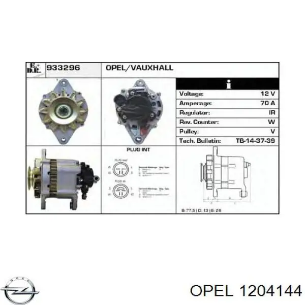 1204144 Opel Alternador de coche