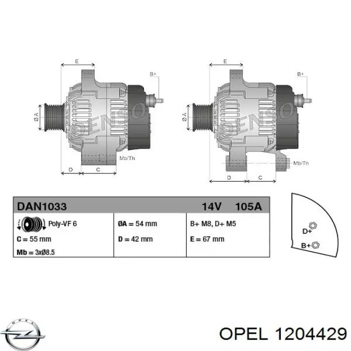Alternador del motor Opel 1204429 precio, desde 144,75 EUR