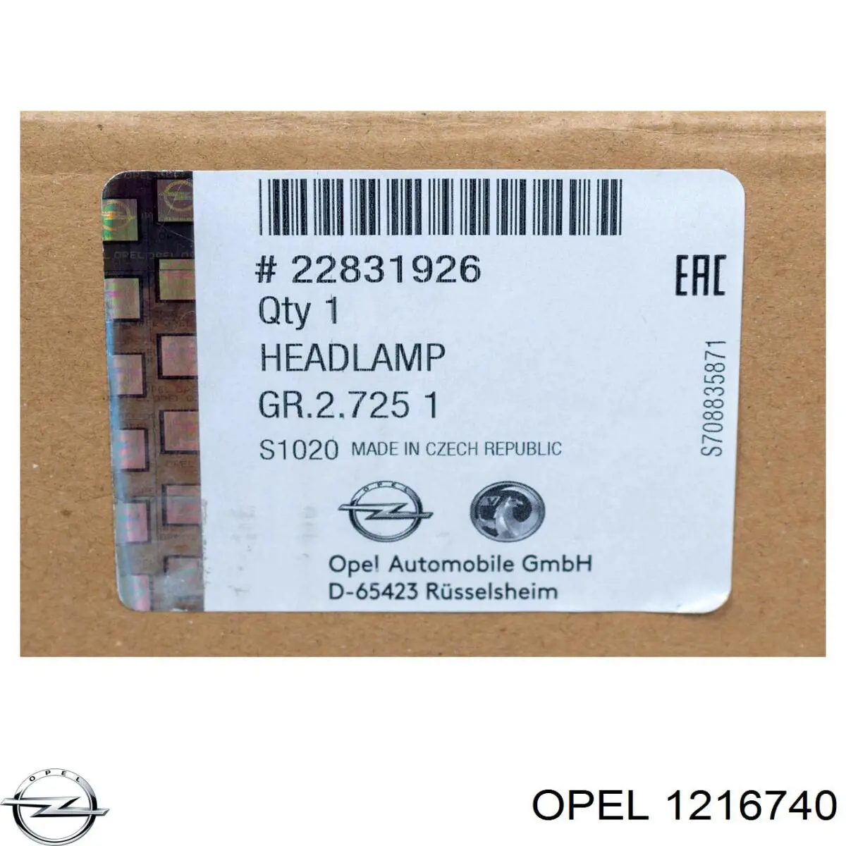 1216740 Opel faro izquierdo