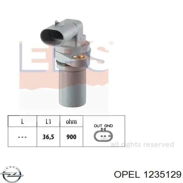 1235129 Opel sensor de cigüeñal