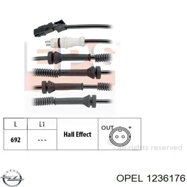 1236176 Opel sensor abs delantero