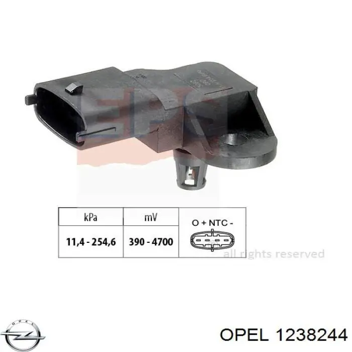 1238244 Opel sensor de presion del colector de admision
