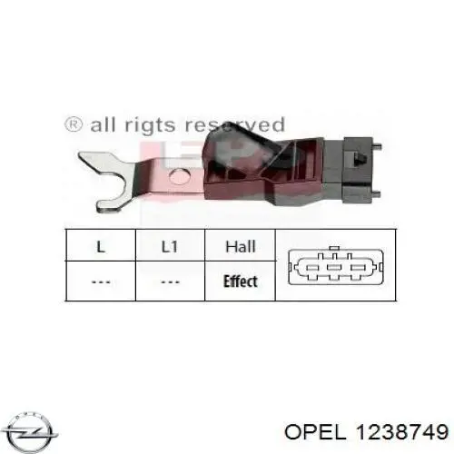 1238749 Opel sensor de árbol de levas