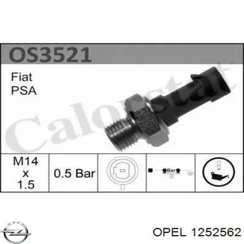 1252562 Opel sensor de presión de aceite