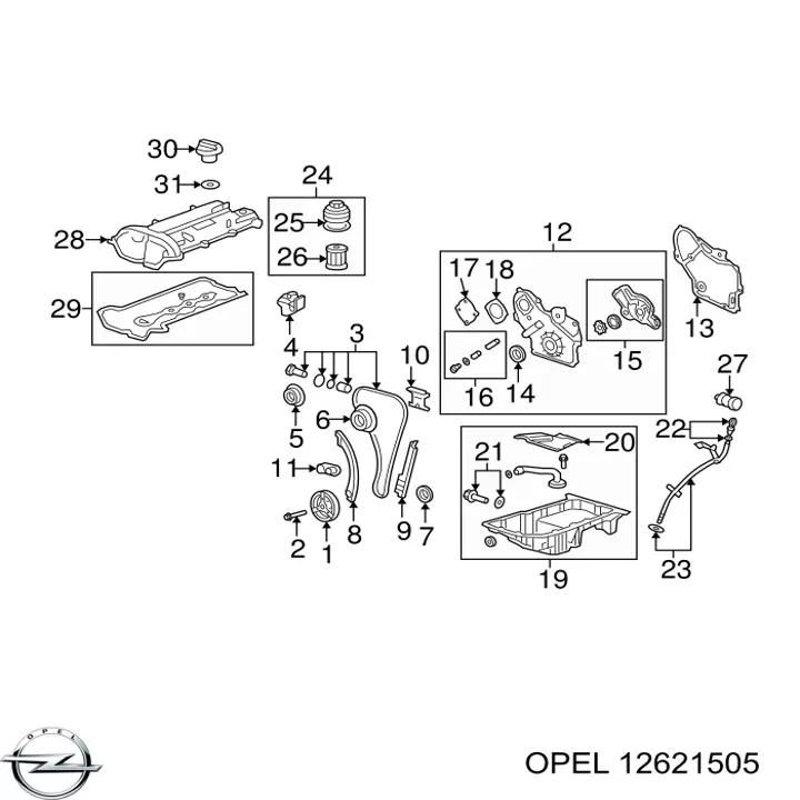 12621505 Opel rueda dentada, árbol de levas escape