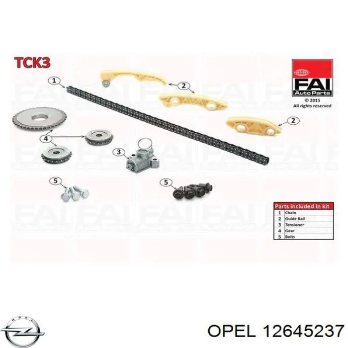 12645237 Opel cadena de distribución, eje de balanceo