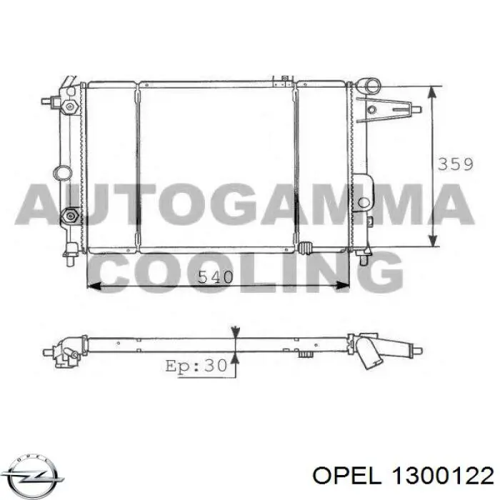 1300122 Opel radiador refrigeración del motor