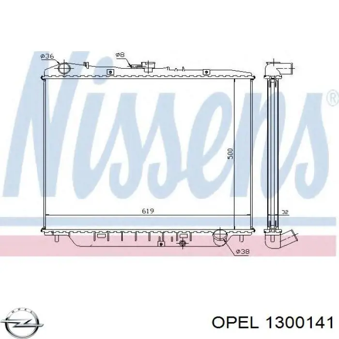 1300141 Opel radiador refrigeración del motor