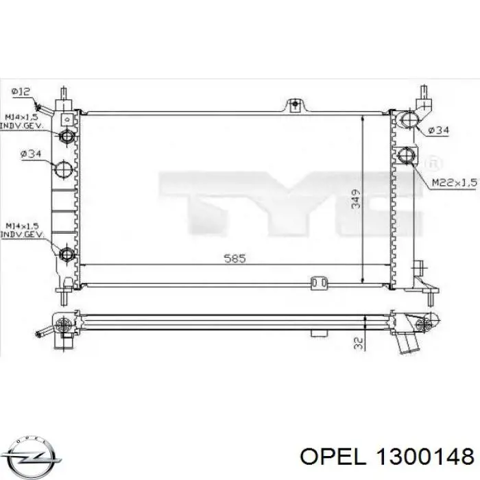 1300148 Opel radiador refrigeración del motor