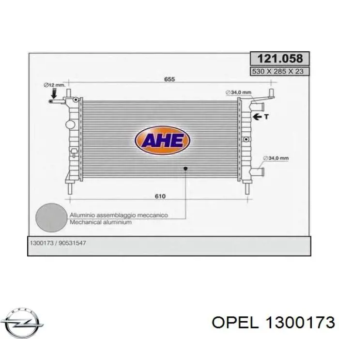 1300173 Opel radiador refrigeración del motor