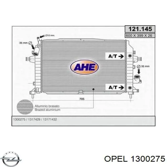 1300275 Opel radiador refrigeración del motor