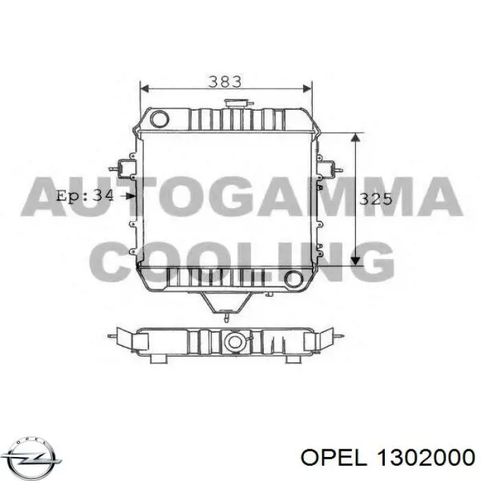 1302000 Opel radiador de aire de admisión