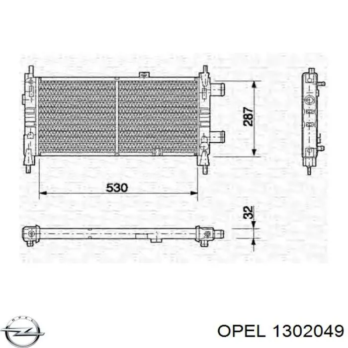 1302049 Opel radiador refrigeración del motor