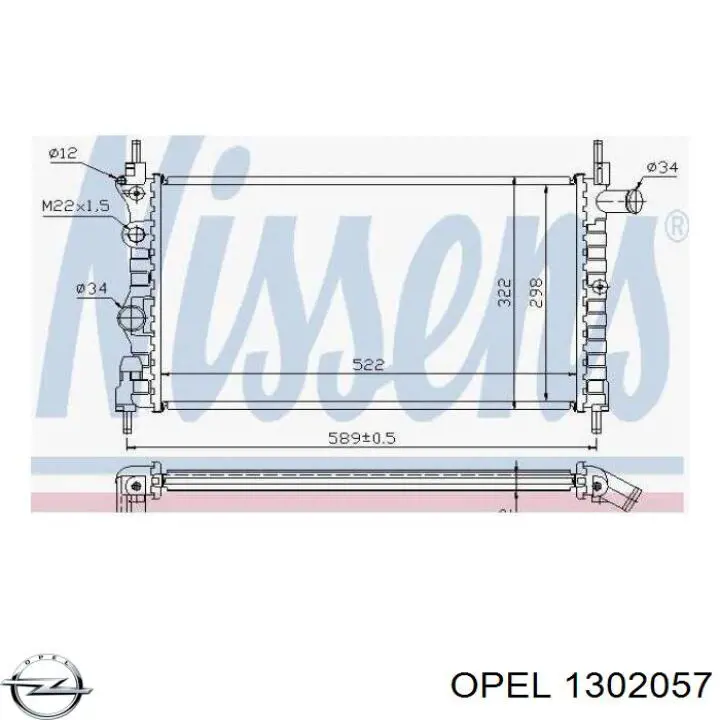 1302057 Opel radiador refrigeración del motor