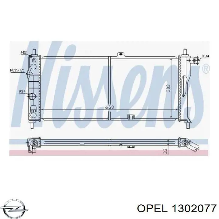 1302077 Opel radiador refrigeración del motor