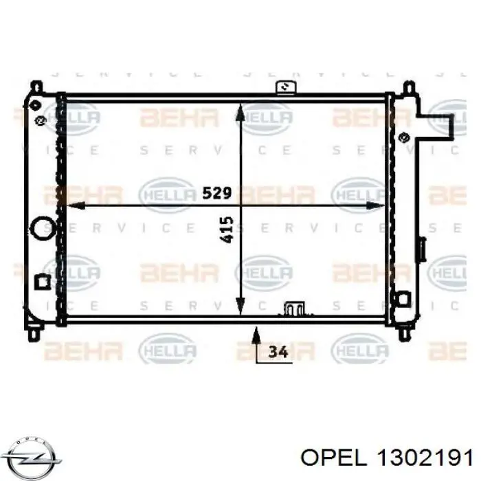 1302191 Opel radiador refrigeración del motor