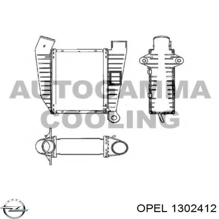 1302412 Opel radiador de aire de admisión