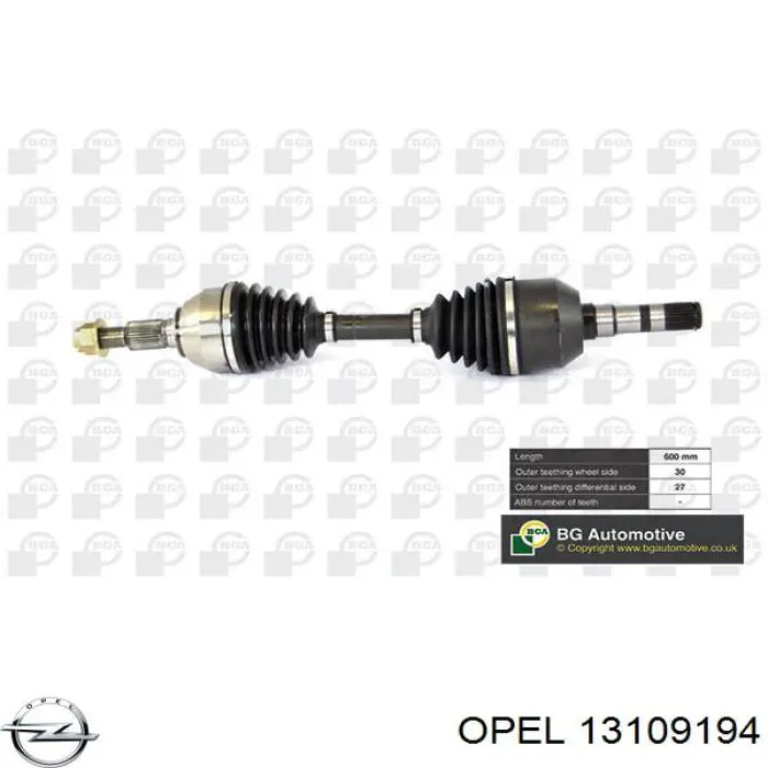 13109194 Opel árbol de transmisión delantero izquierdo