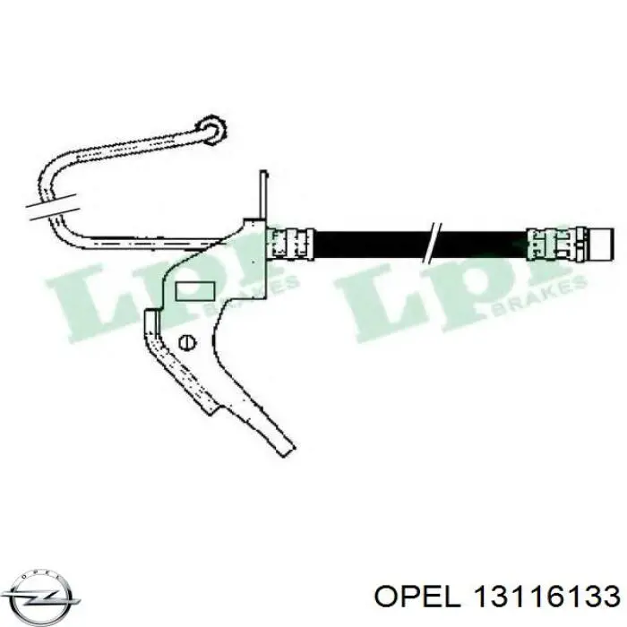 13116133 Opel latiguillo de freno trasero izquierdo